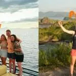 A side by side photo of a group shared boat trip and a private boat charter for a komodo island sailing tour