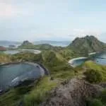 Panoramic View of Three Collored Bays from summit of Padar Island in Komodo National Park